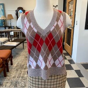 Re/Done Red & Tan Cashmere Vest